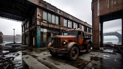 Abandoned Heavy Machinery in an Industrial Landscape