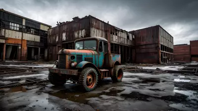 Abandoned Heavy Machinery in an Industrial Landscape