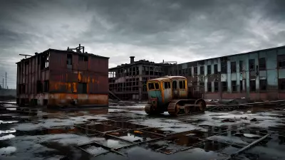 Abandoned Heavy Machinery in an Industrial Landscape