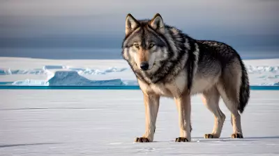 Photography of giant wolf in a forest or rock or mountain