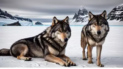 Photography of giant wolf in a forest or rock or mountain
