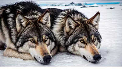 Photography of giant wolf in a forest or rock or mountain