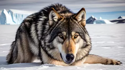 Photography of giant wolf in a forest or rock or mountain