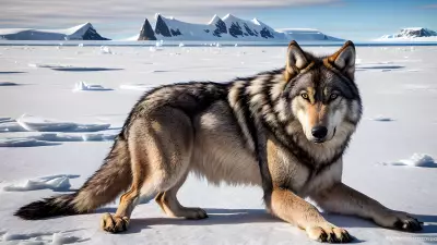 Photography of giant wolf in a forest or rock or mountain