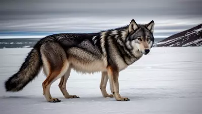 Photography of giant wolf in a forest or rock or mountain