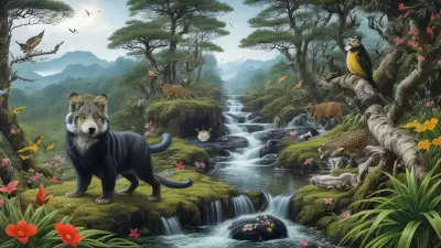 Wildlife Collage Paper Art by Luo Zhongli with Element of Drinks