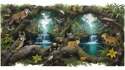 Wildlife Collage Paper Art by Luo Zhongli with Element of Drinks