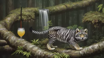 Wildlife Collage Paper Art by Luo Zhongli with Element of Drinks