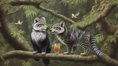 Wildlife Collage Paper Art by Luo Zhongli with Element of Drinks