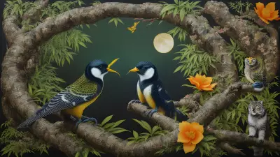 Wildlife Collage Paper Art by Luo Zhongli with Element of Drinks