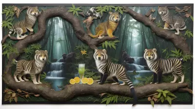 Wildlife Collage Paper Art by Luo Zhongli with Element of Drinks