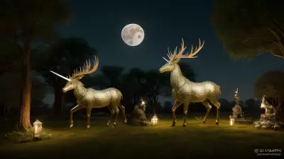 Celestial Sculptors in a Moonlit Glade