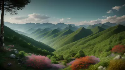 Artistic Sketch Dish among Mountains