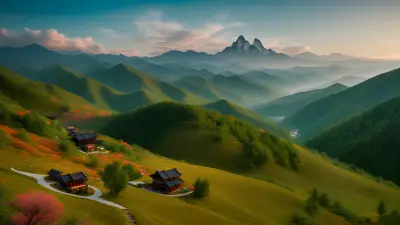 Artistic Sketch Dish among Mountains
