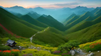 Artistic Sketch Dish among Mountains