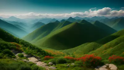 Artistic Sketch Dish among Mountains