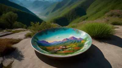 Artistic Sketch Dish among Mountains