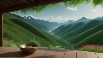 Artistic Sketch Dish among Mountains