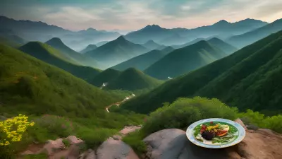 Artistic Sketch Dish among Mountains