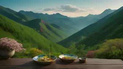 Artistic Sketch Dish among Mountains