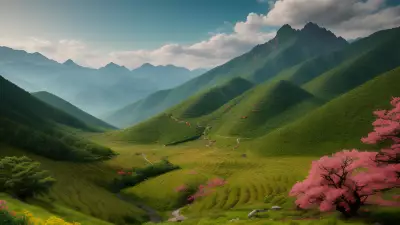 Artistic Sketch Dish among Mountains