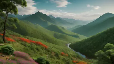 Artistic Sketch Dish among Mountains