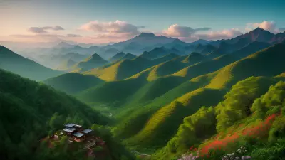 Artistic Sketch Dish among Mountains