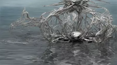 Serene Chaos Lake Meets Drone in Kinetic Art Exploration