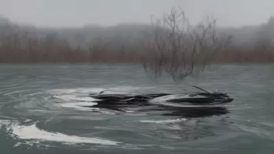 Serene Chaos Lake Meets Drone in Kinetic Art Exploration