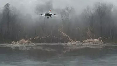 Serene Chaos Lake Meets Drone in Kinetic Art Exploration
