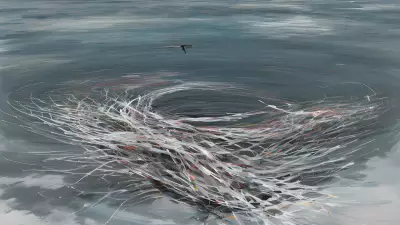Serene Chaos Lake Meets Drone in Kinetic Art Exploration