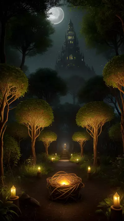 Enchanted Glowing Garden of Fae and Fire