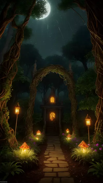 Enchanted Glowing Garden of Fae and Fire