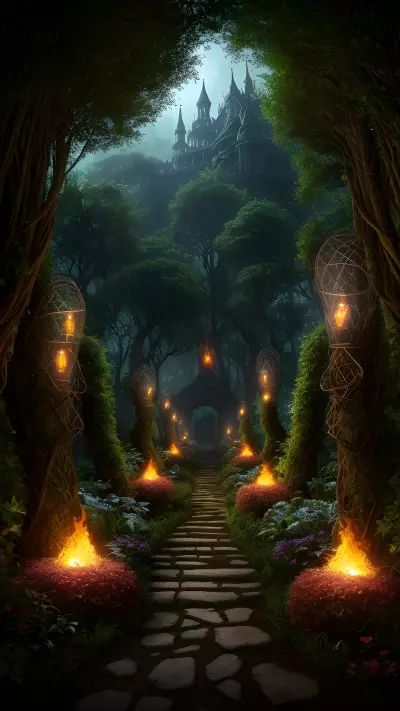 Enchanted Glowing Garden of Fae and Fire