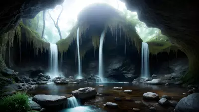 Enchanted Cascades Within Crystal Caverns