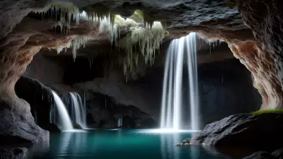 Enchanted Cascades Within Crystal Caverns