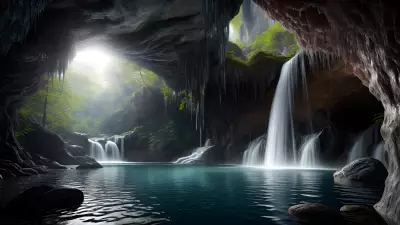 Enchanted Cascades Within Crystal Caverns