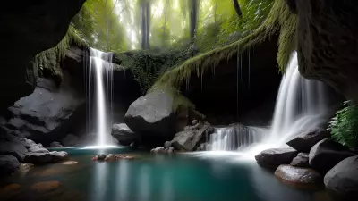 Enchanted Cascades Within Crystal Caverns