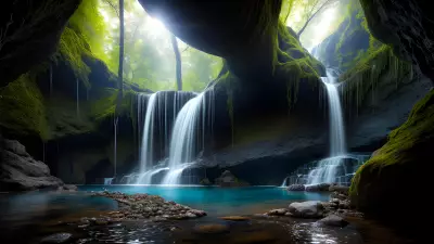 Enchanted Cascades Within Crystal Caverns