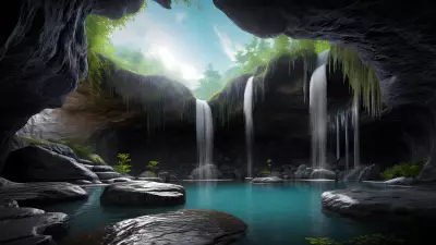 Enchanted Cascades Within Crystal Caverns
