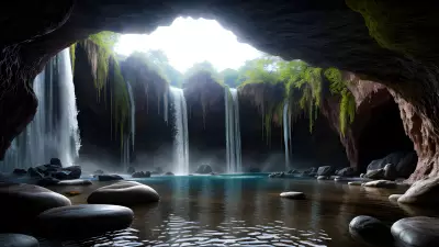 Enchanted Cascades Within Crystal Caverns