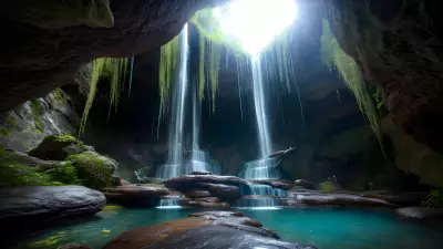 Enchanted Cascades Within Crystal Caverns