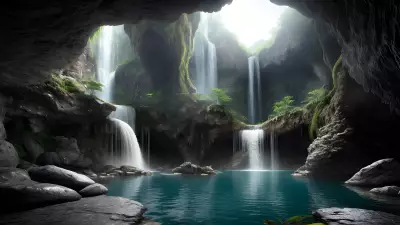 Enchanted Cascades Within Crystal Caverns