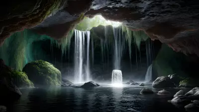 Enchanted Cascades Within Crystal Caverns