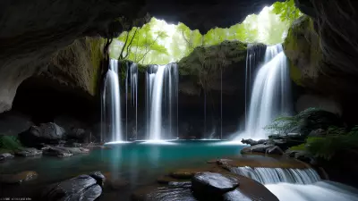 Enchanted Cascades Within Crystal Caverns