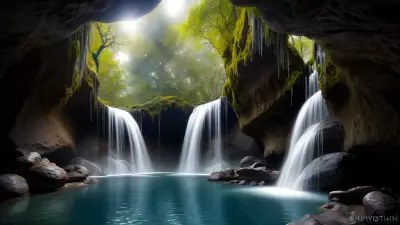 Enchanted Cascades Within Crystal Caverns