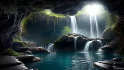 Enchanted Cascades Within Crystal Caverns