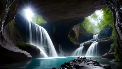 Enchanted Cascades Within Crystal Caverns