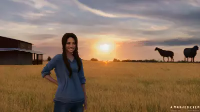 Engaging Farmhand at Sunset