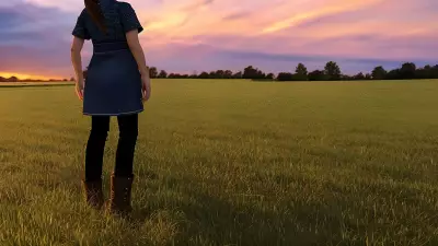Engaging Farmhand at Sunset